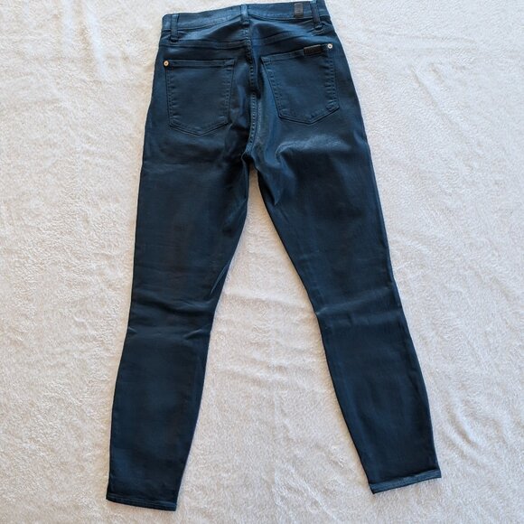 7 For All Mankind - Coated Faux Leather Ankle Skinny Jeans - Size 28 - Picture 2 of 3